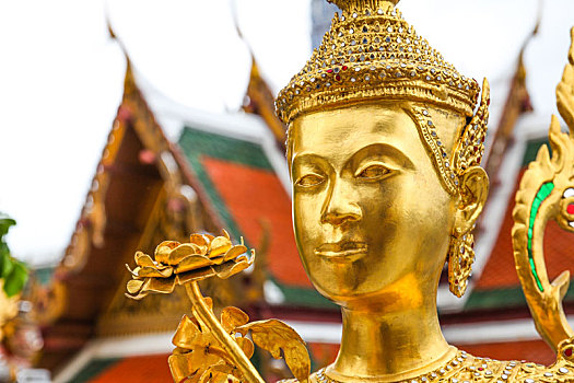金色,雕塑,寺院,寺庙,翡翠佛,曼谷,泰国