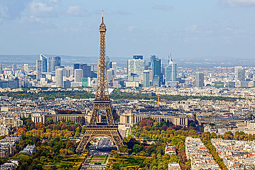 埃菲尔铁塔,正面,高层建筑,拉德芳斯,区域,巴黎,法国,欧洲