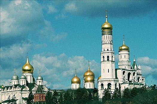 仰视,金色,穹顶,钟楼,莫斯科,俄罗斯