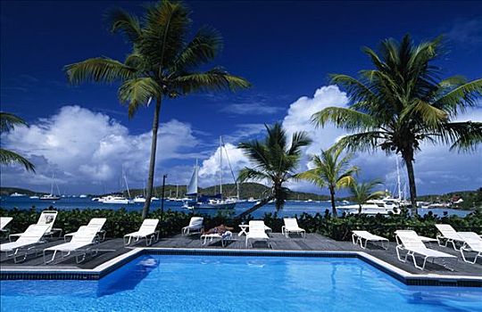 游泳池,游艇俱乐部,维京果岛,岛屿,英属维京群岛,加勒比海