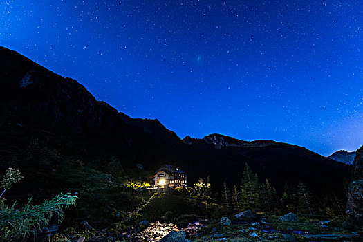 星空,高处,夜晚,斯拉德明,陶安,阿尔卑斯山,施蒂里亚,奥地利,欧洲