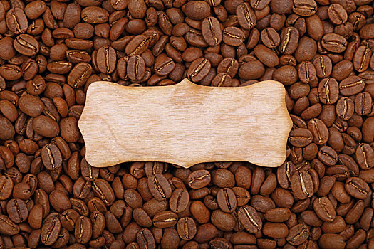 木质,标识,上方,煮咖啡,咖啡豆