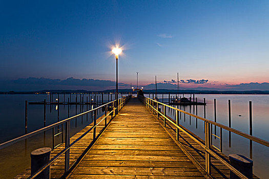 码头,第一,早晨,亮光,康士坦茨湖,康斯坦茨,地区,巴登符腾堡,德国,欧洲