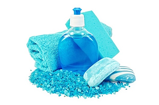 肥皂,蓝色,不同,海绵,浴盐