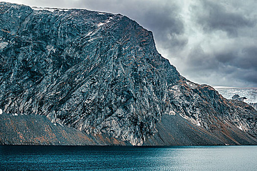 挪威,高山,寒冷,恶劣,风景,大,山,上方,湖