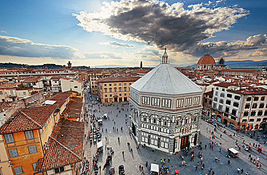 广场,中央教堂,屋顶,风景,佛罗伦萨,意大利