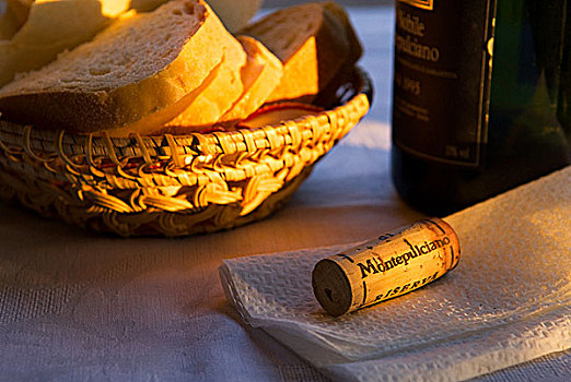 面包筐,瓶子,软木塞,意大利,欧洲