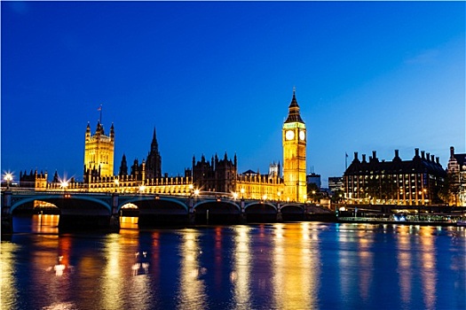 大本钟,国会,夜晚,伦敦,英国