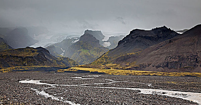 崎岖,山谷,山,冰岛