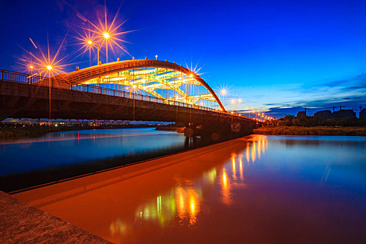 鄞州大桥,桥梁,建筑,夜色,江,水面,交通,路灯,水,倒影,天空,灯光
