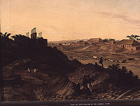 局部,仰视,赞比西河,1875年,英国,艺术家,探索,殖民地,南非,澳大利亚