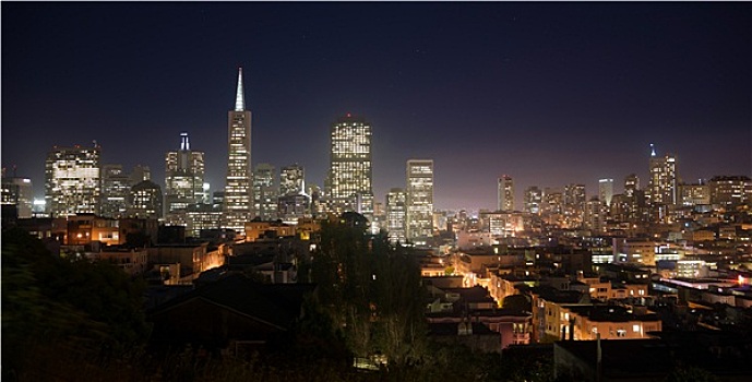 漂亮,灯,上方,附近,家,建筑,旧金山,加利福尼亚