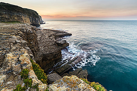 海边风景,长时间曝光,波浪,碰撞,石头,日出