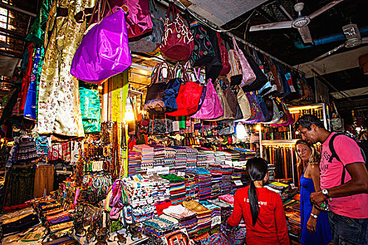 柬埔寨,收获,老,市场,旅游,情侣,购物