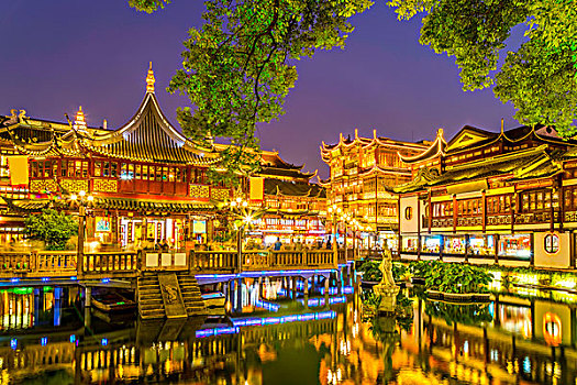上海,神,庙宇,夜晚
