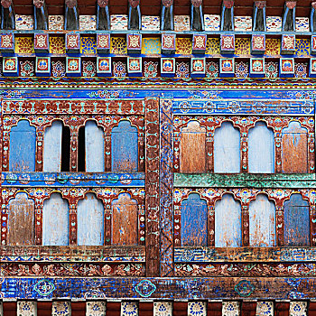 彩色,华丽,墙壁,宫殿,布姆唐,地区,不丹