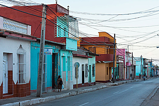 古巴,特立尼达,世界遗产,街道,彩色,房子