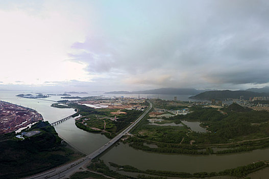 广东惠州大亚湾石化区航拍全景风光