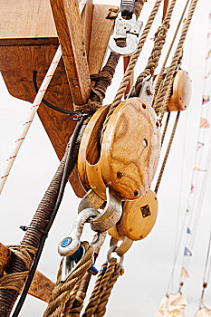 绳索,木质,阻挡,帆船