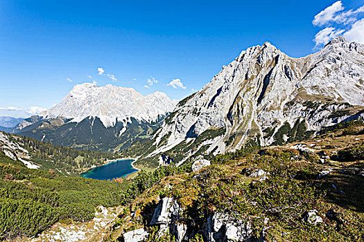 高山湖,背景,目的地,远足,区域,奥地利