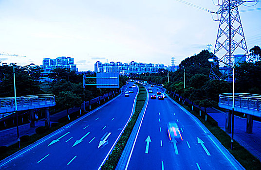 汽车,交通,夜晚,模糊,动感