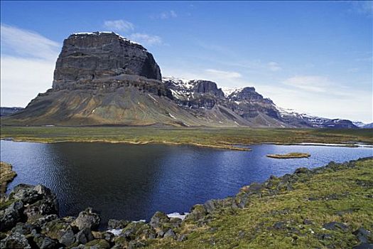 冰岛,南,山丘,湖