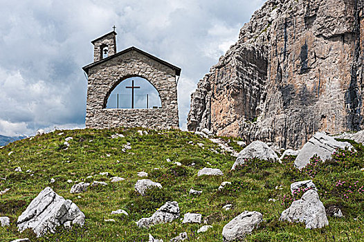 登山,小教堂,小屋,自然公园,多,白云岩,特兰迪诺,意大利,欧洲