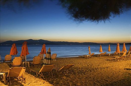 海滩,晚上,风景,帕罗斯岛,纳克索斯岛,希腊