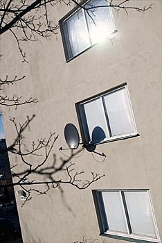 卫星天线,房子,斯德哥尔摩,瑞典
