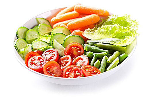 盘子,沙拉,新鲜,蔬菜,白色背景,背景