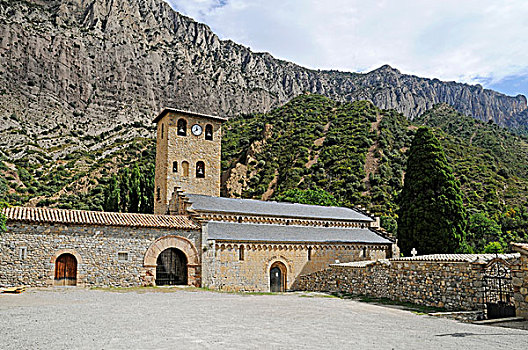 教堂,乡村,比利牛斯山脉,胡斯卡省,阿拉贡,西班牙