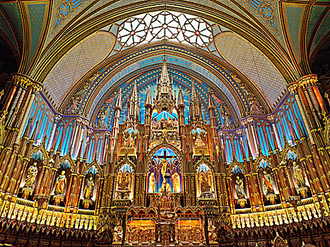 室内,大教堂,圣母大教堂,蒙特利尔,魁北克,加拿大