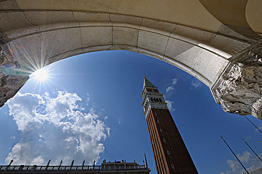 钟楼,宫殿,拱道,威尼斯,威尼托,意大利