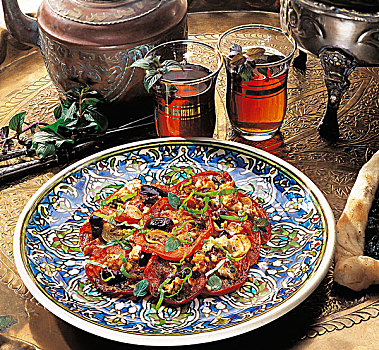 烤,番茄沙拉,土耳其,烹饪