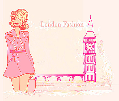美女,伦敦,大本钟,背景