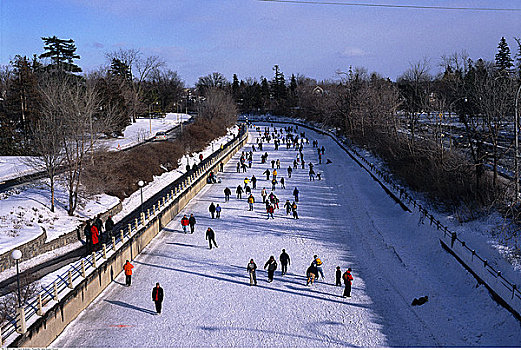 滑冰,里多运河,渥太华,安大略省,加拿大
