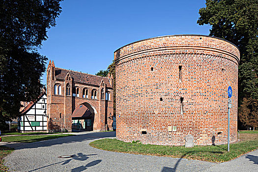 大门,堡垒,城门,中世纪,要塞,四个,城市,梅克伦堡前波莫瑞州,德国,欧洲