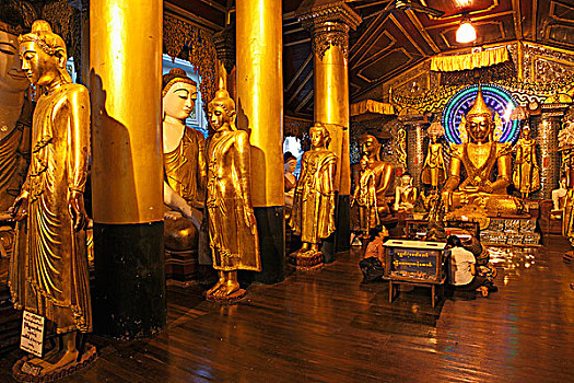 缅甸,仰光,大金塔,佛像