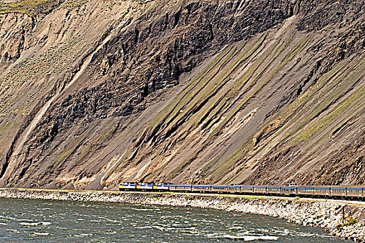 客运列车,黑色,峡谷,河,郊区,不列颠哥伦比亚省,加拿大
