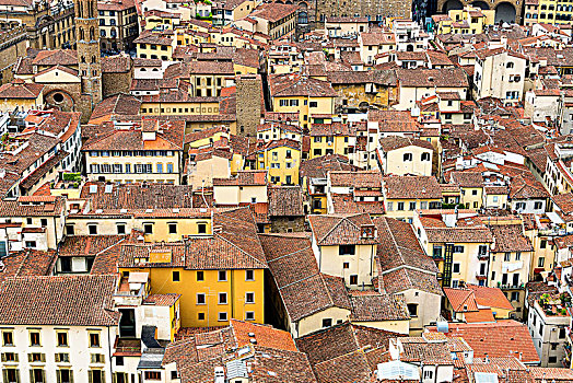 佛罗伦萨,老城,屋顶,小路,俯视