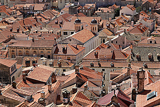 风景,城市,墙壁,上方,屋顶,历史,中心,杜布罗夫尼克,克罗地亚,欧洲