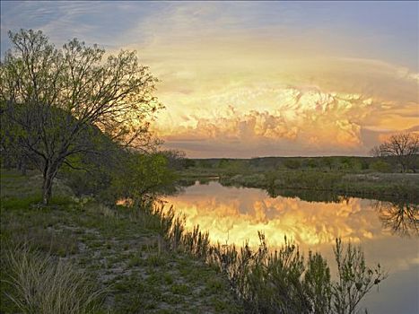 乌云,上方,南,河,州立公园,德克萨斯