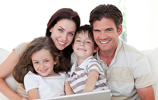 微笑,家庭,笔记本电脑