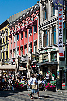 挪威,奥斯陆,大门,市区,历史,步行街,旅游,街道咖啡店