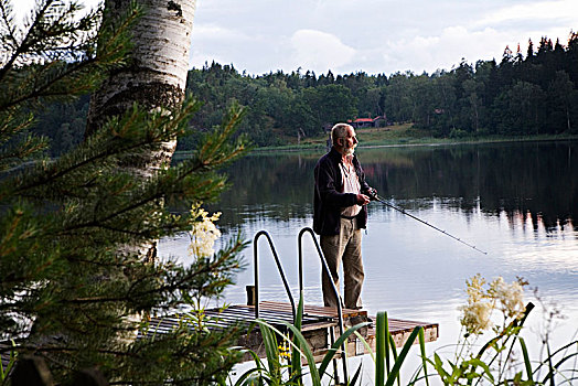 一个,男人,钓鱼,瑞典