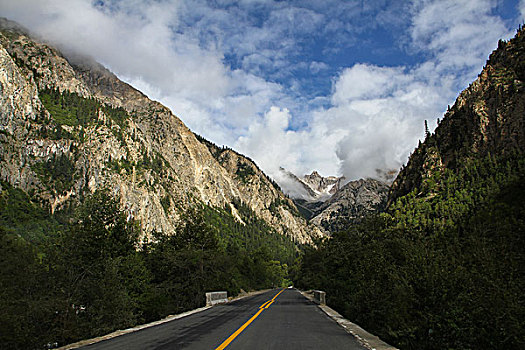 青藏高原山谷公路