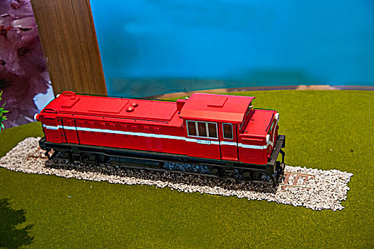 台湾嘉义市阿里山高山博物馆内展示阿里山铁路上使用过的车辆和火车头模型