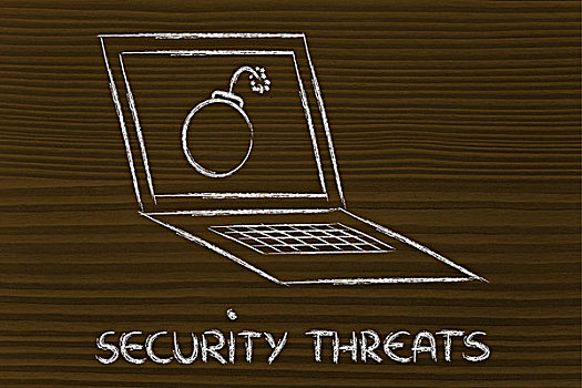 网络安全,威胁,爆炸,室内,电脑