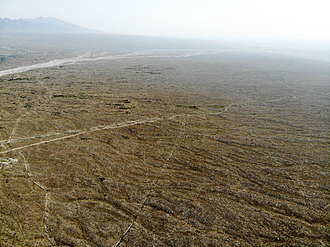 航拍宁夏银川贺兰山东麓贺兰山岩画遗址公园景区