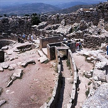 墓穴,游客,伯罗奔尼撒,希腊,欧洲,世界遗产
